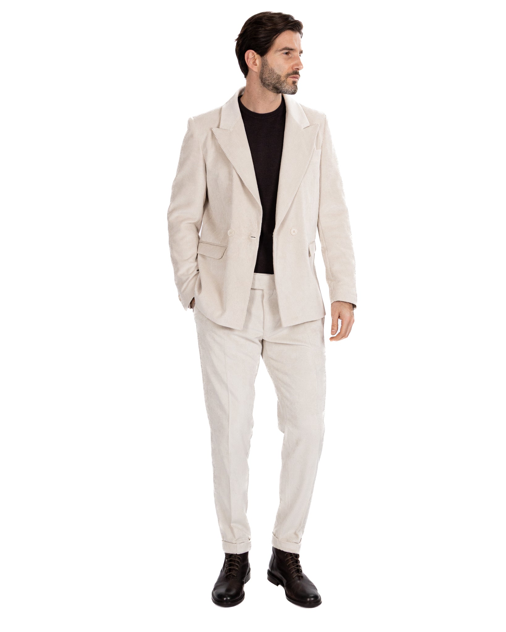 Giacca Bond in velluto panna