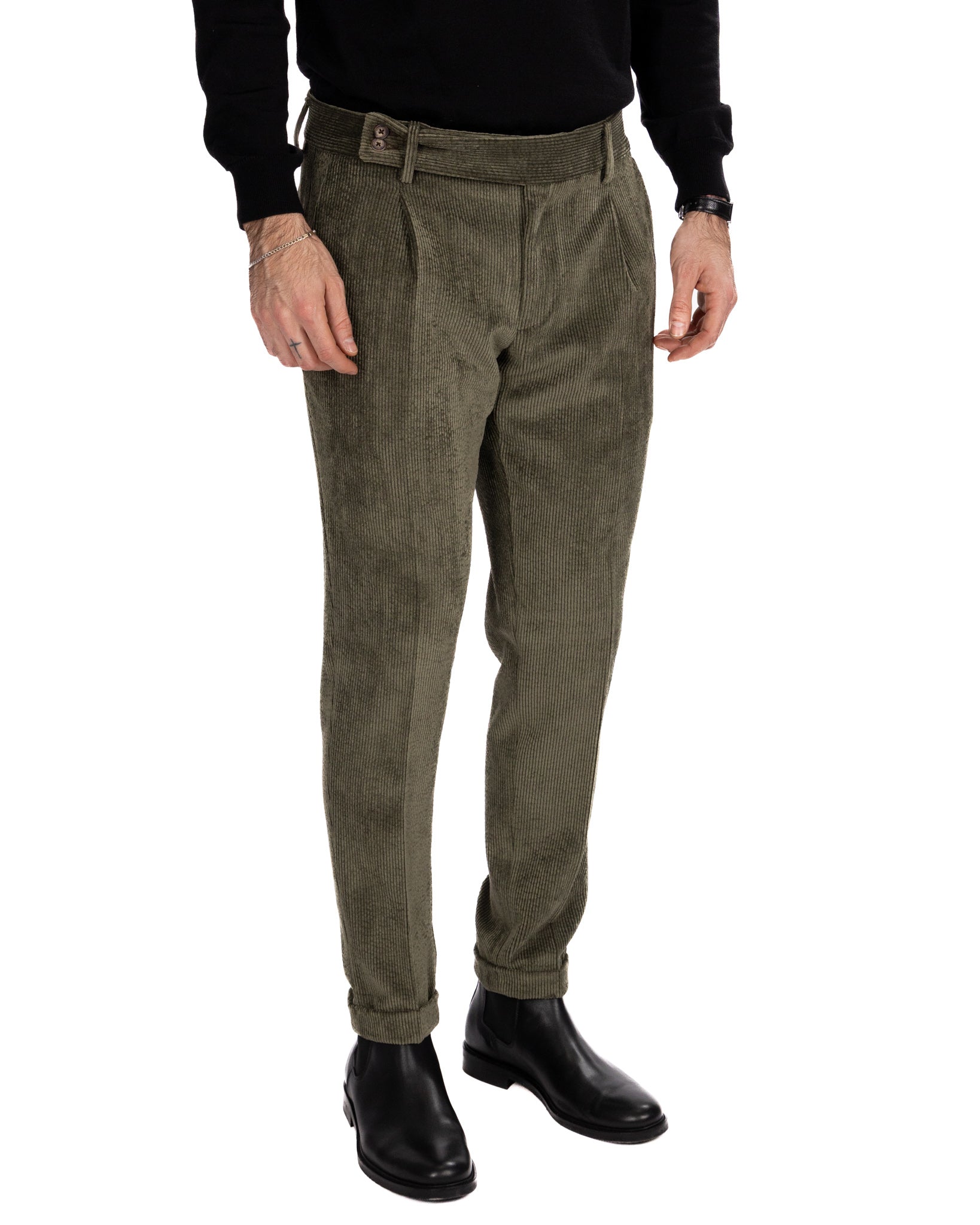 Pantalone James in velluto militare
