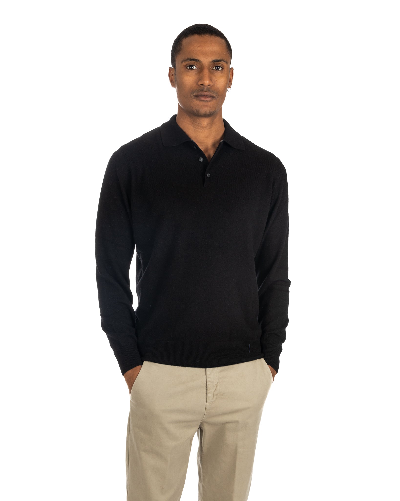 Tiger - black cashmere blend polo shirt