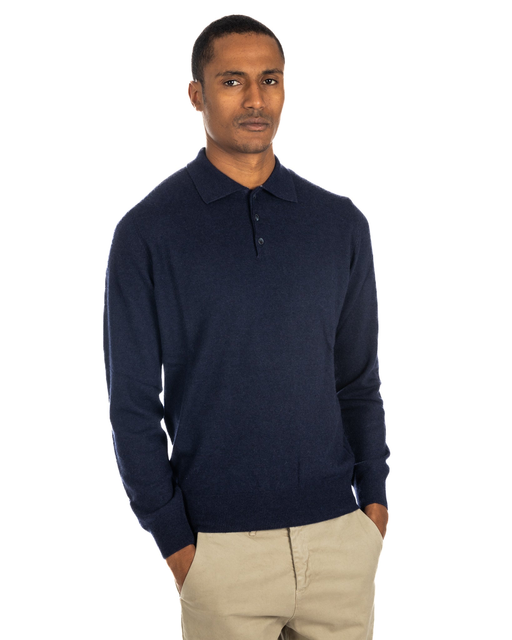 Tiger - blue cashmere blend polo shirt