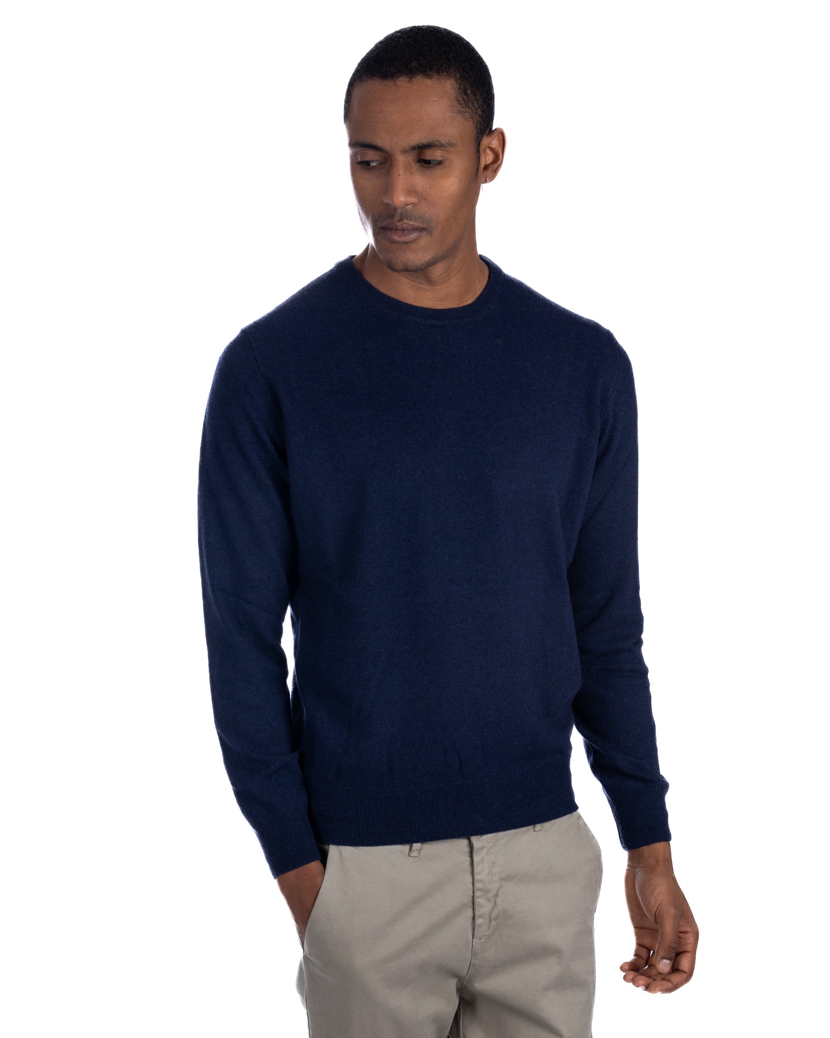 Dustin - blue cashmere blend crew neck sweater