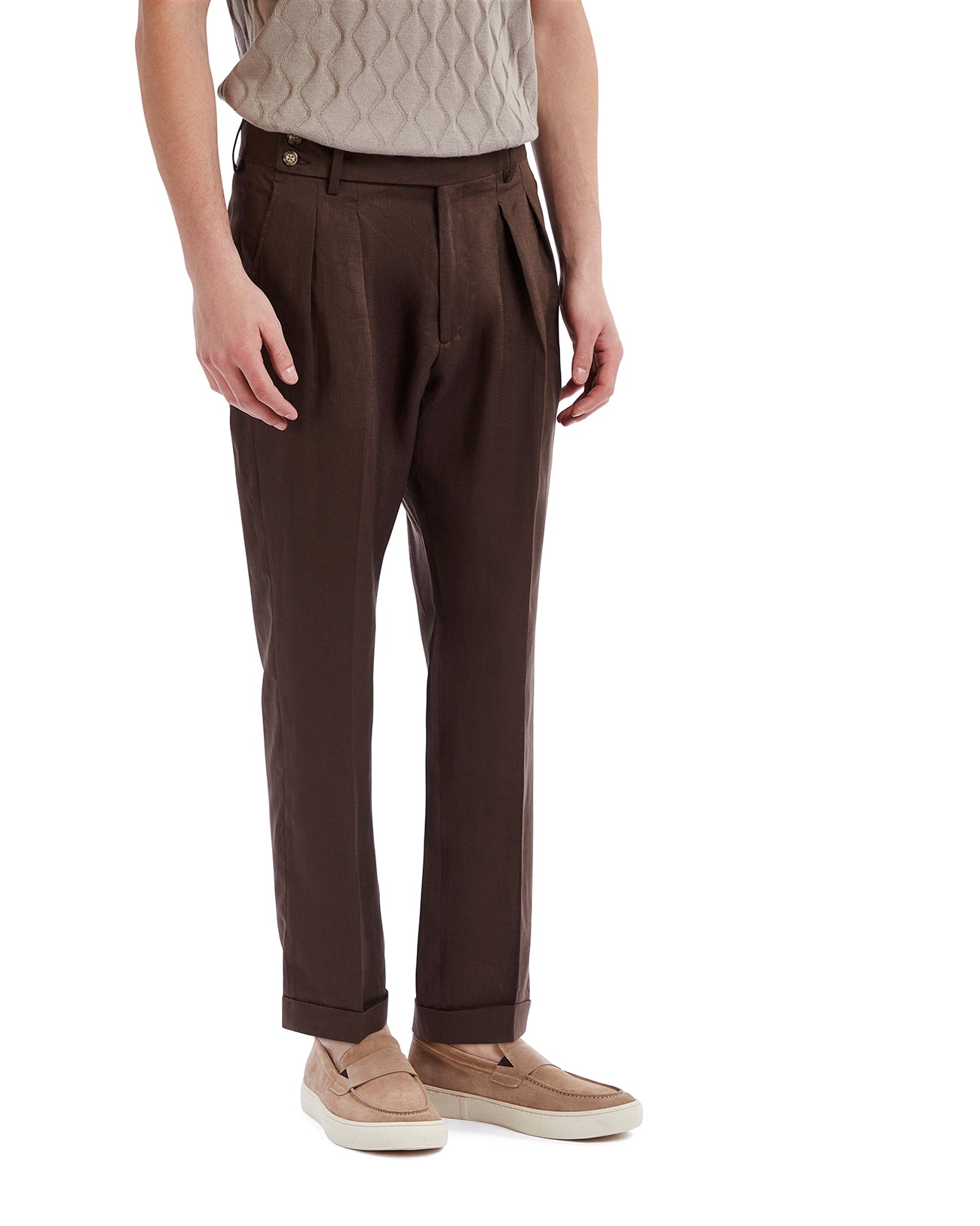 Cargese trousers in pure dark brown linen