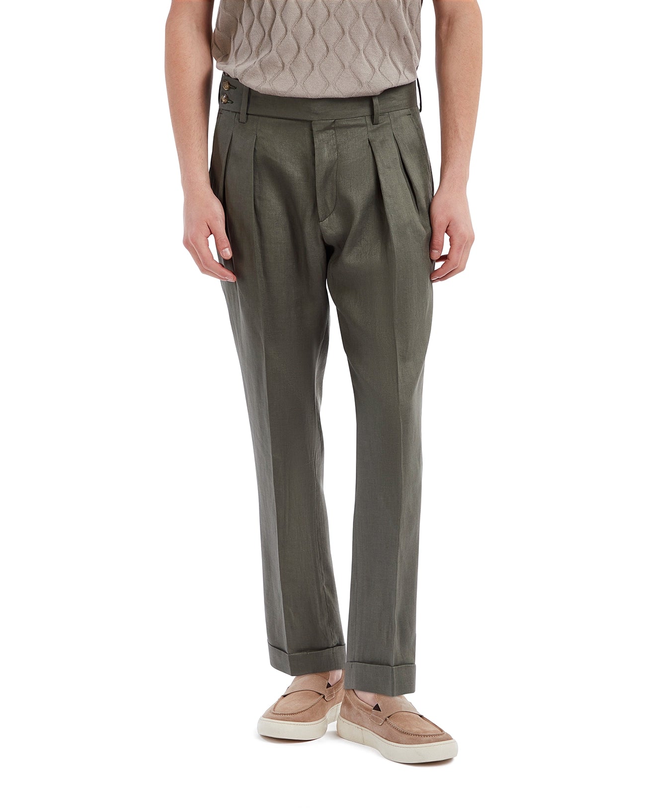 Cargese trousers in pure military linen