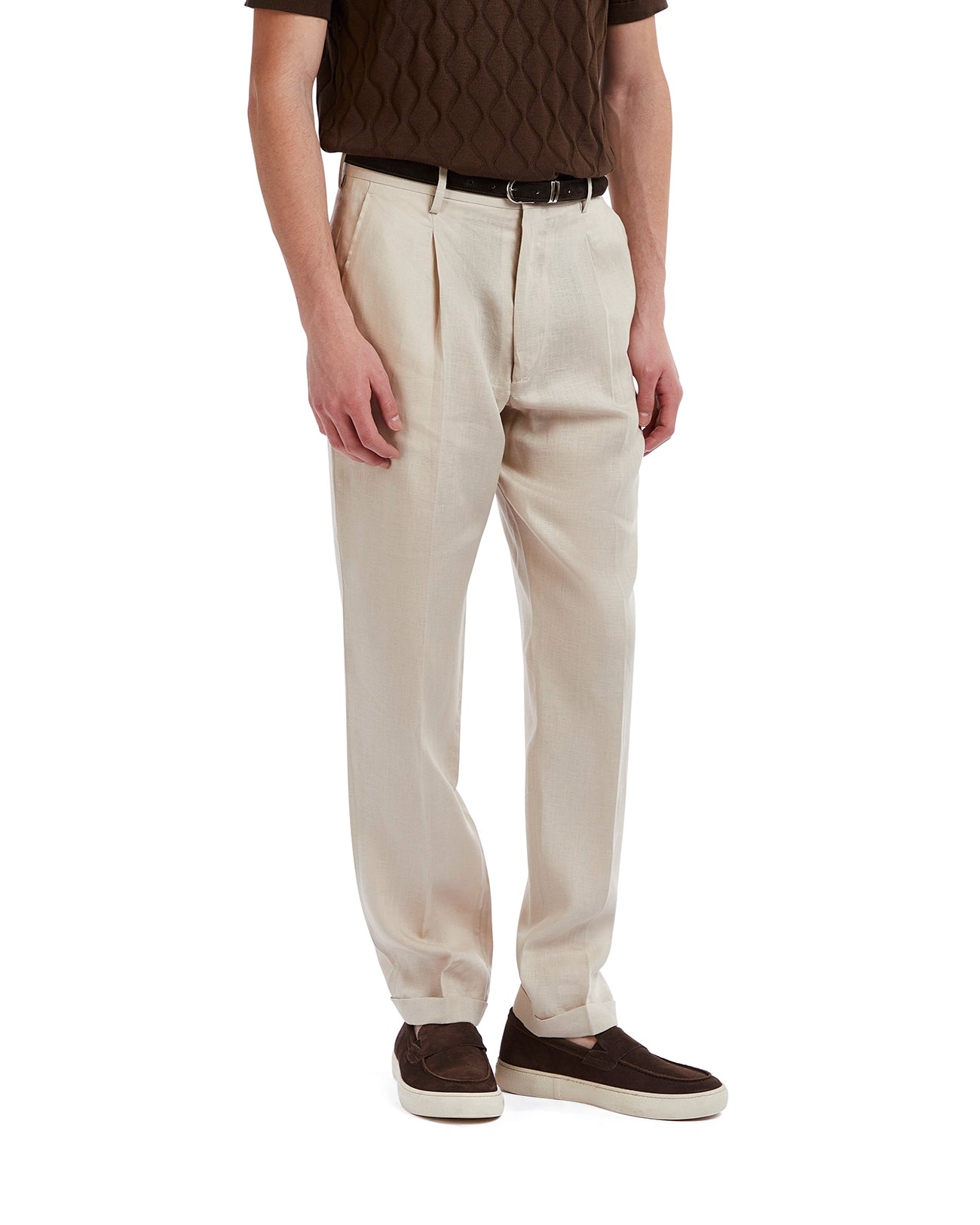 Plain trousers in pure linen string