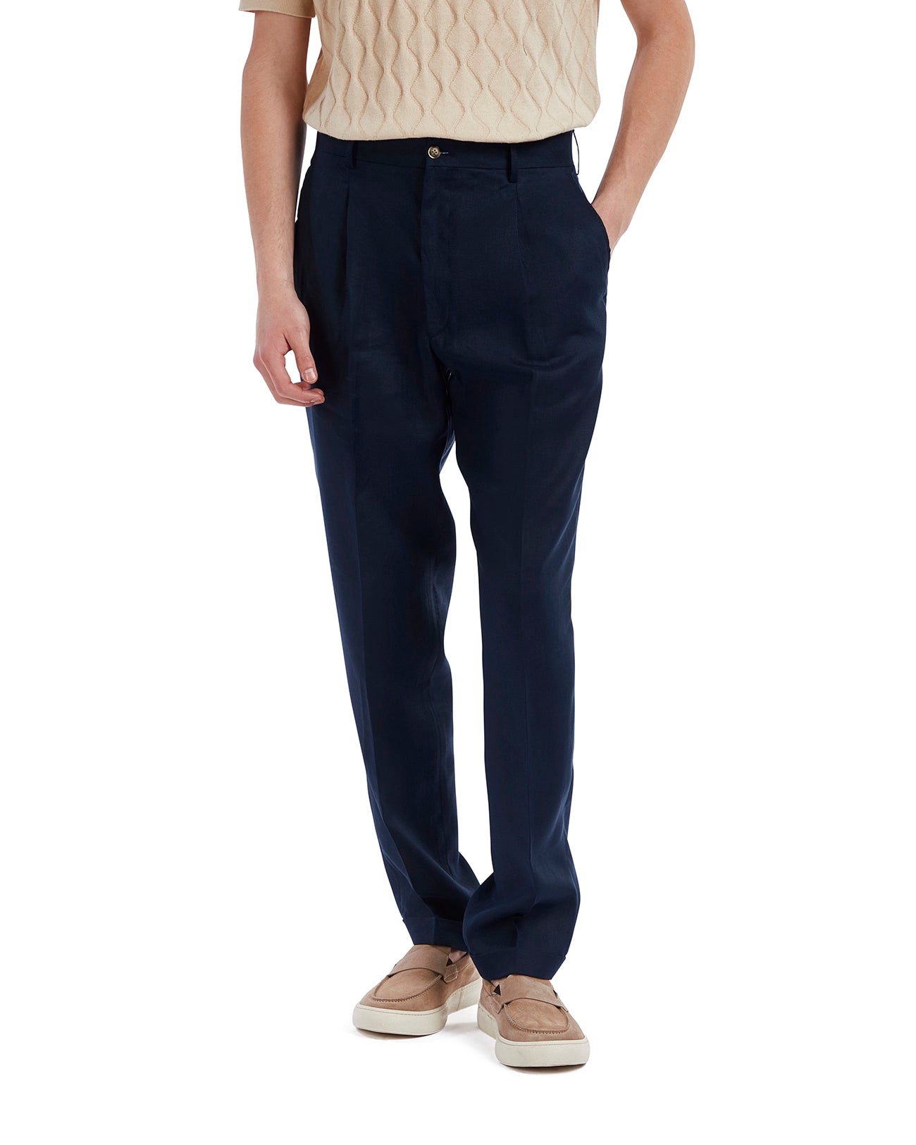 Piana trousers in pure blue linen