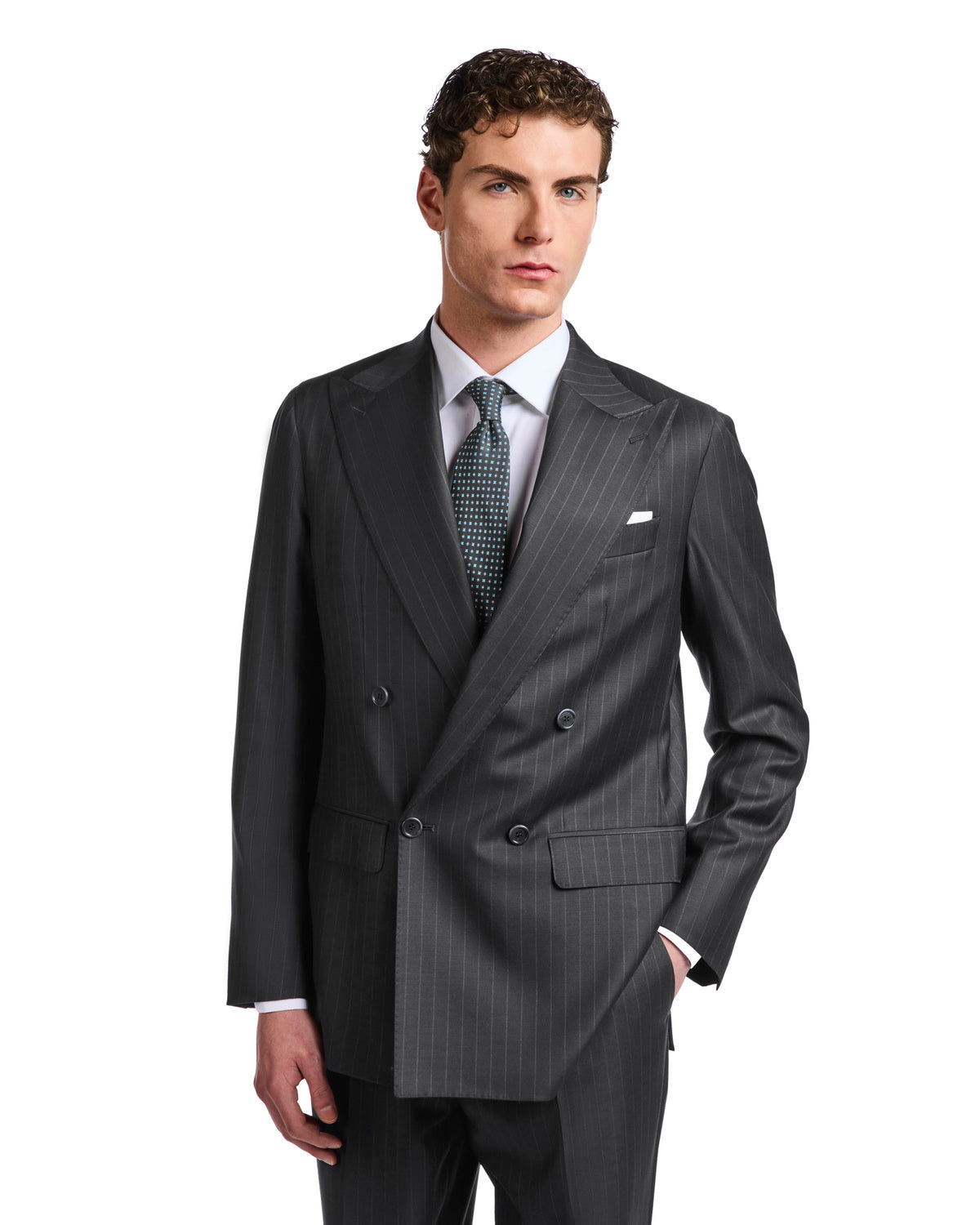 Vantage Drago charcoal wool pinstripe Roma suit
