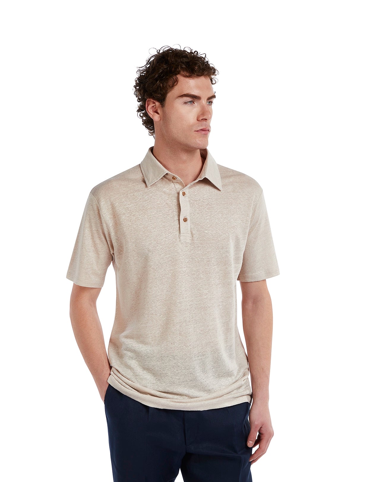 Polo Marcos in puro lino beige