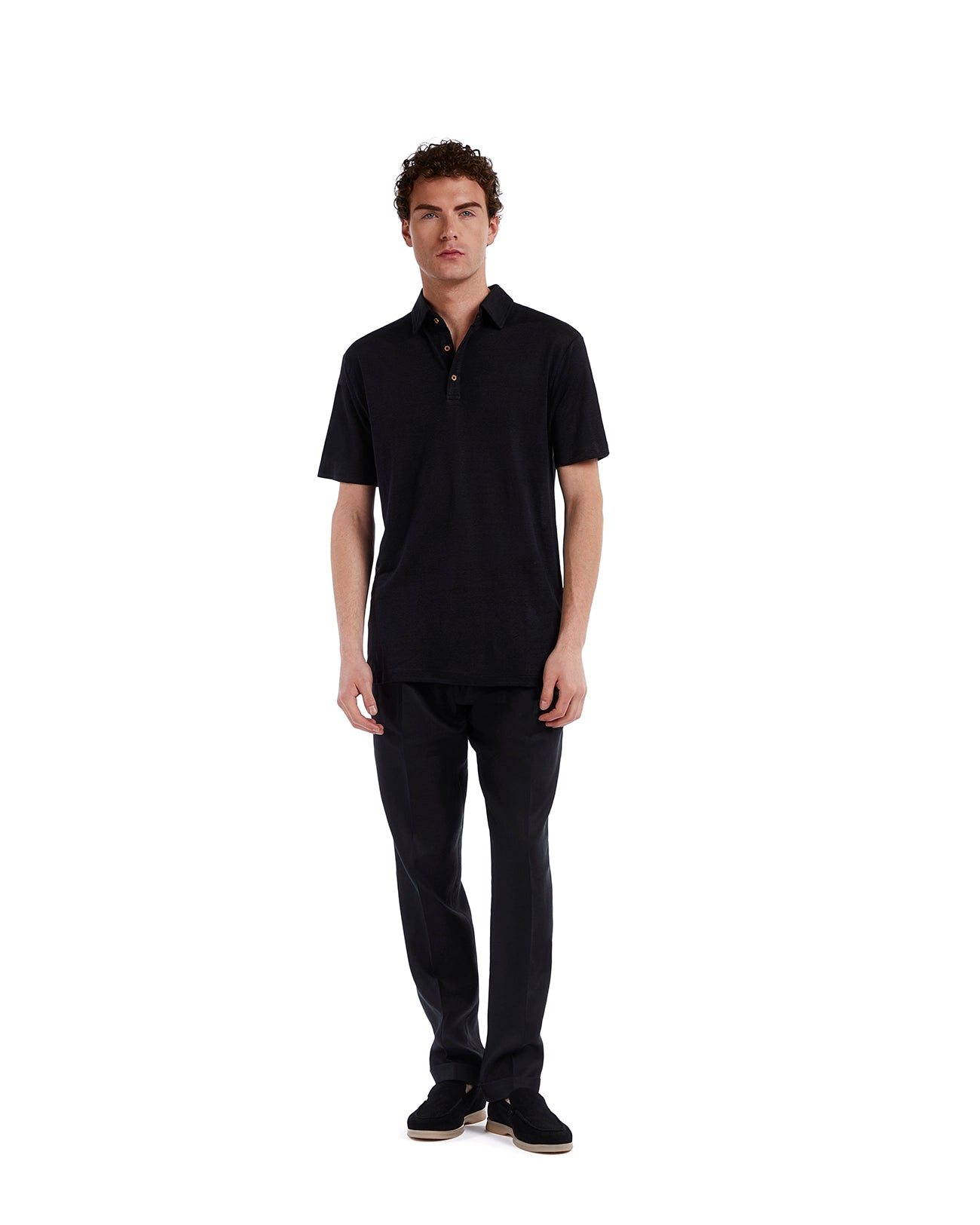 Polo Marcos in puro lino nera
