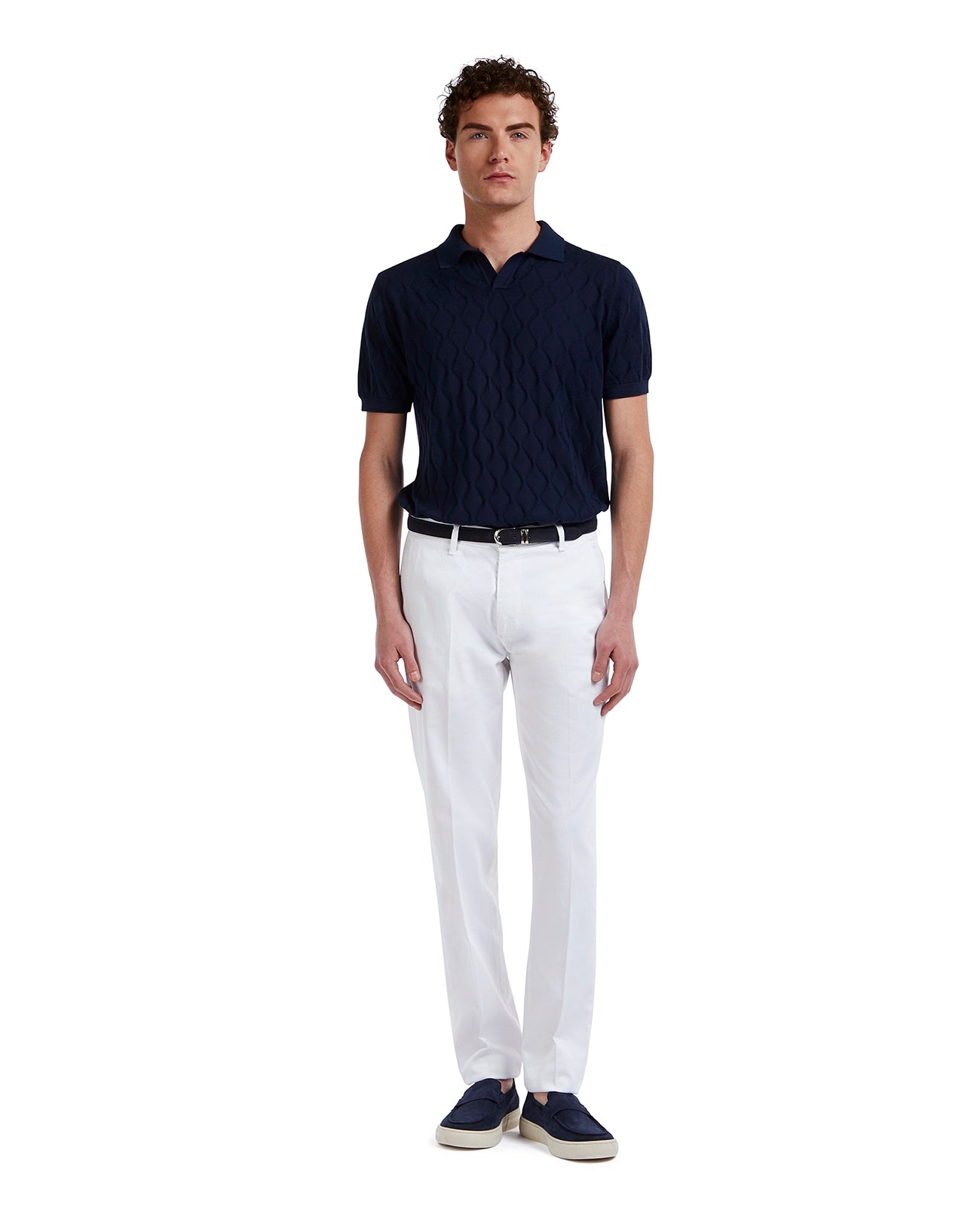 Peter wave polo shirt in blue knit