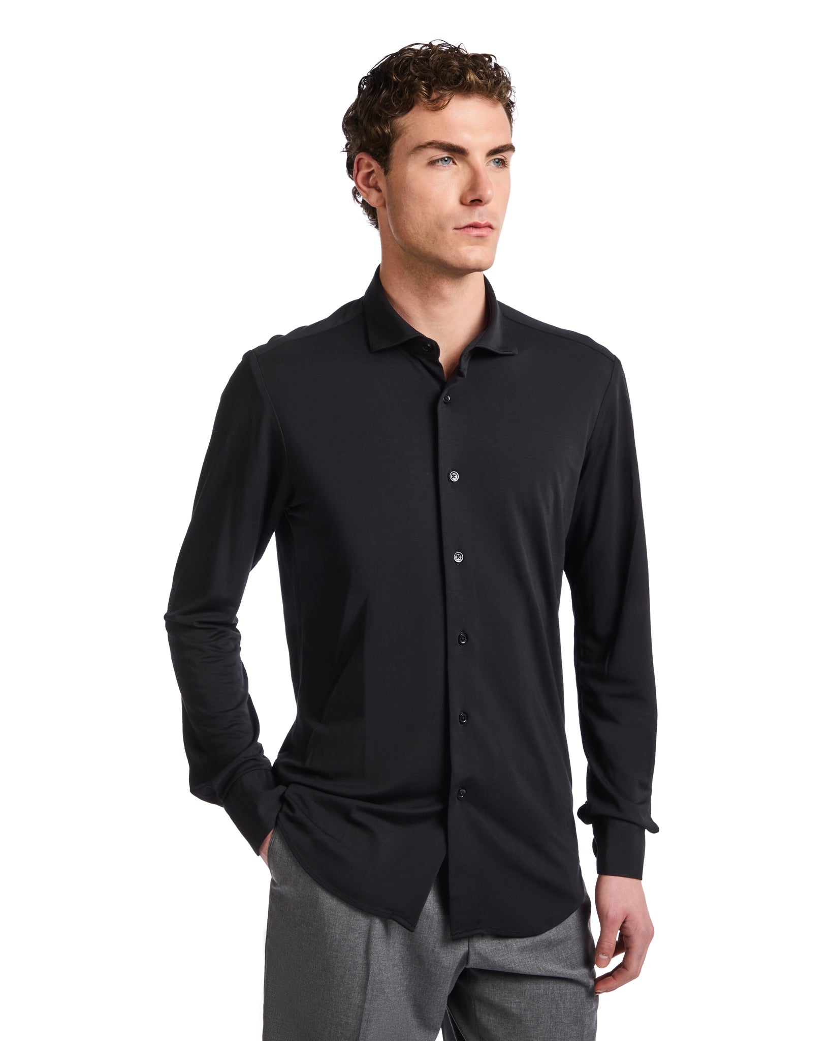 Radice shirt in black jersey