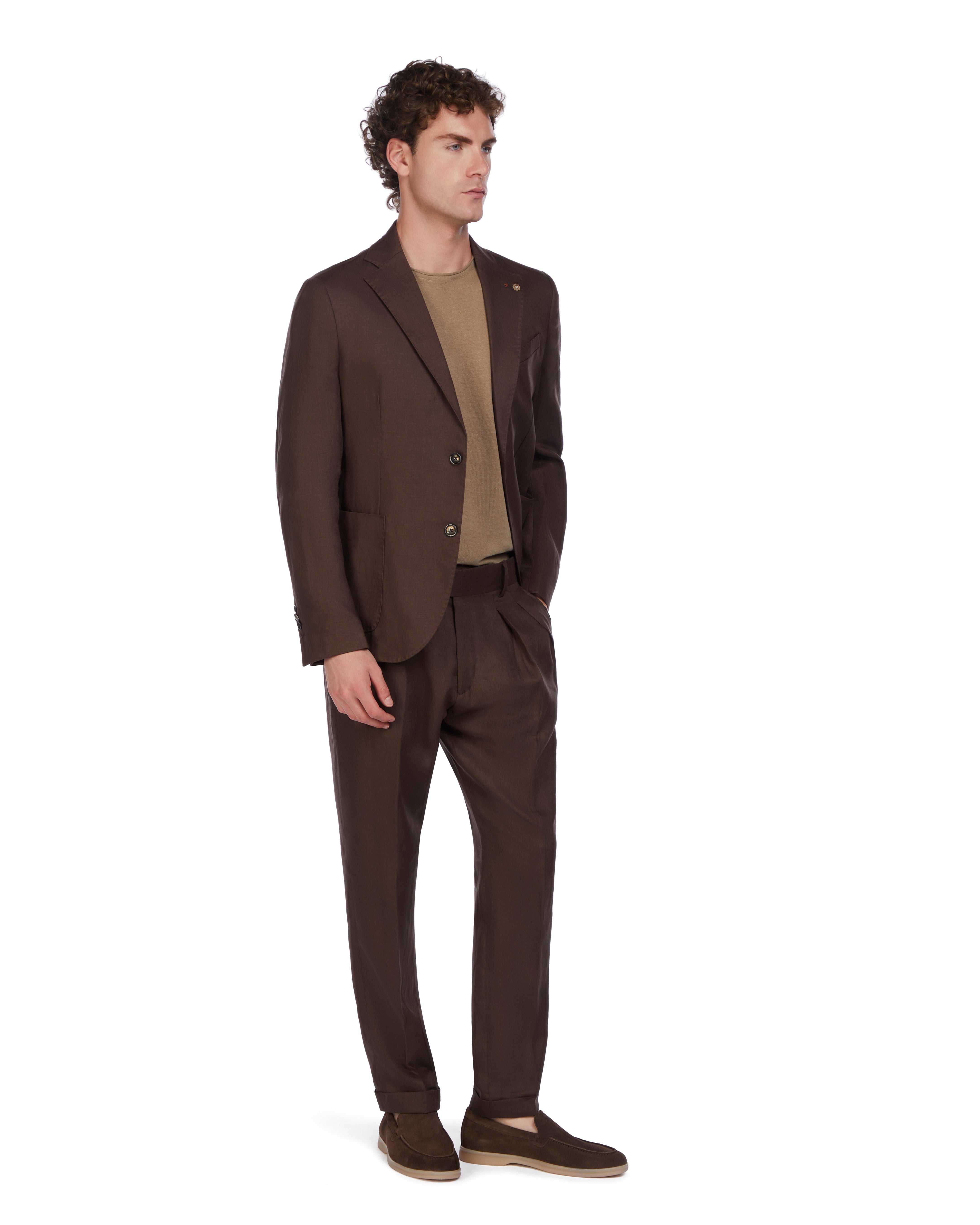 Chaqueta Narni de lino puro marrón oscuro