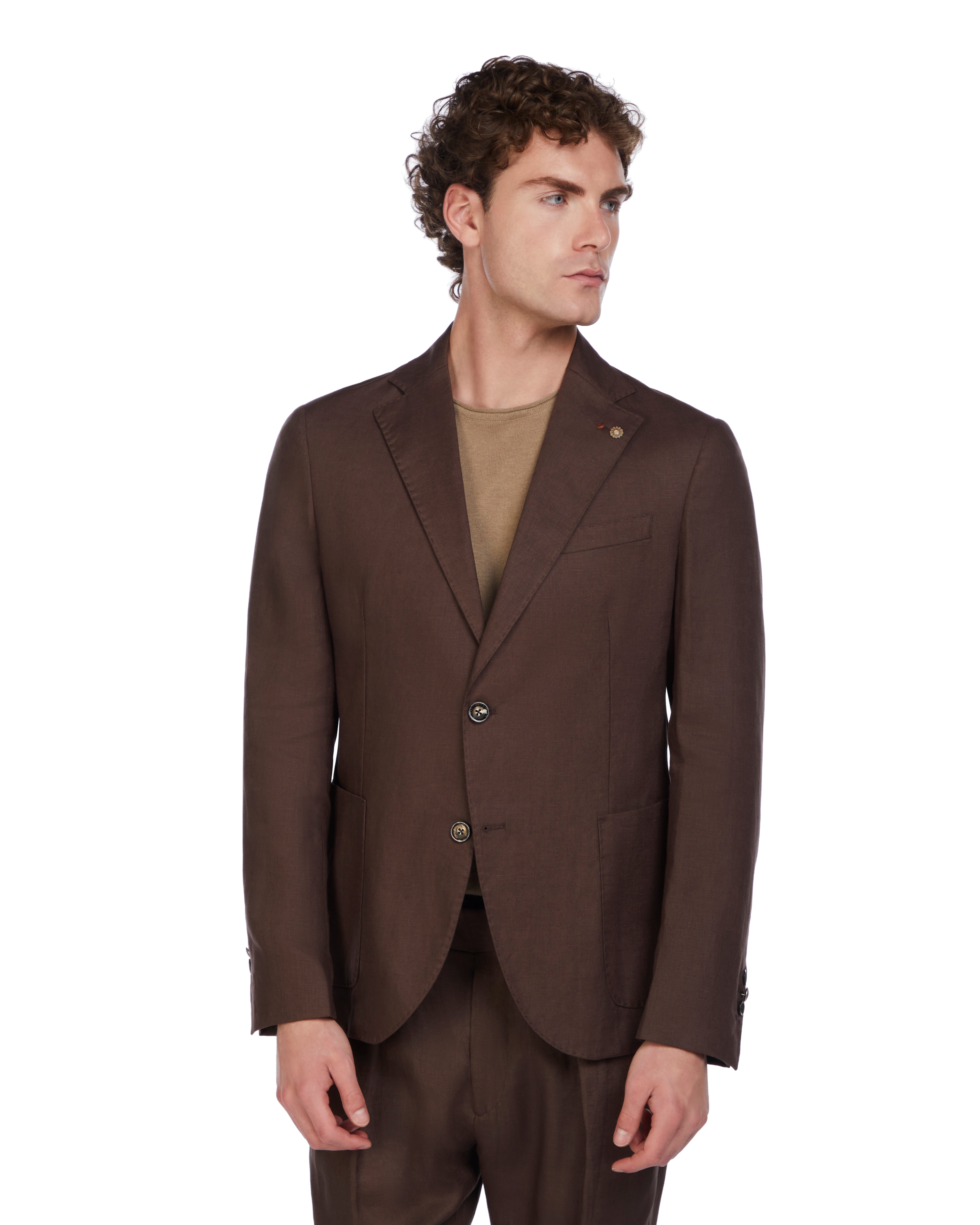 Chaqueta Narni de lino puro marrón oscuro