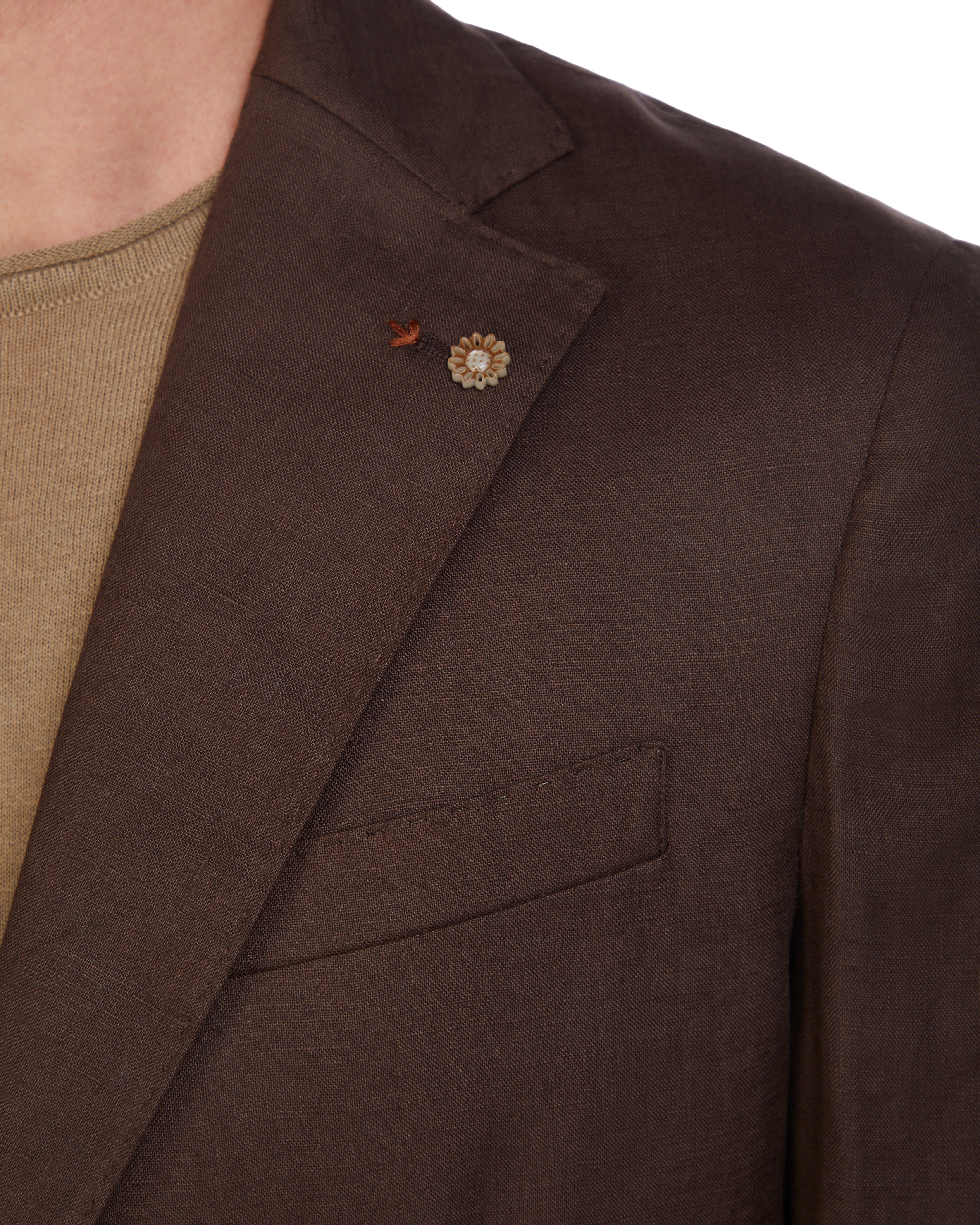 Chaqueta Narni de lino puro marrón oscuro