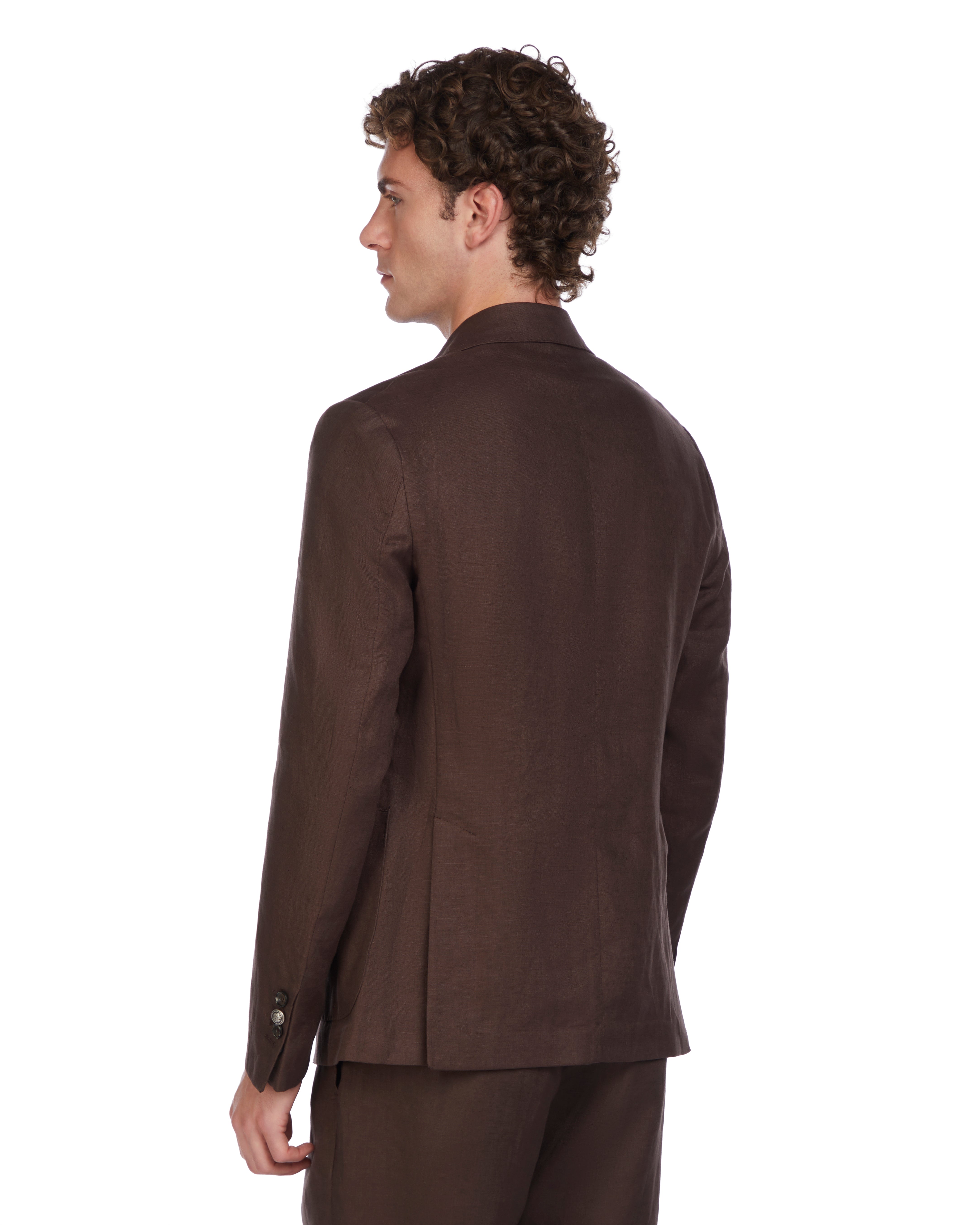 Chaqueta Narni de lino puro marrón oscuro