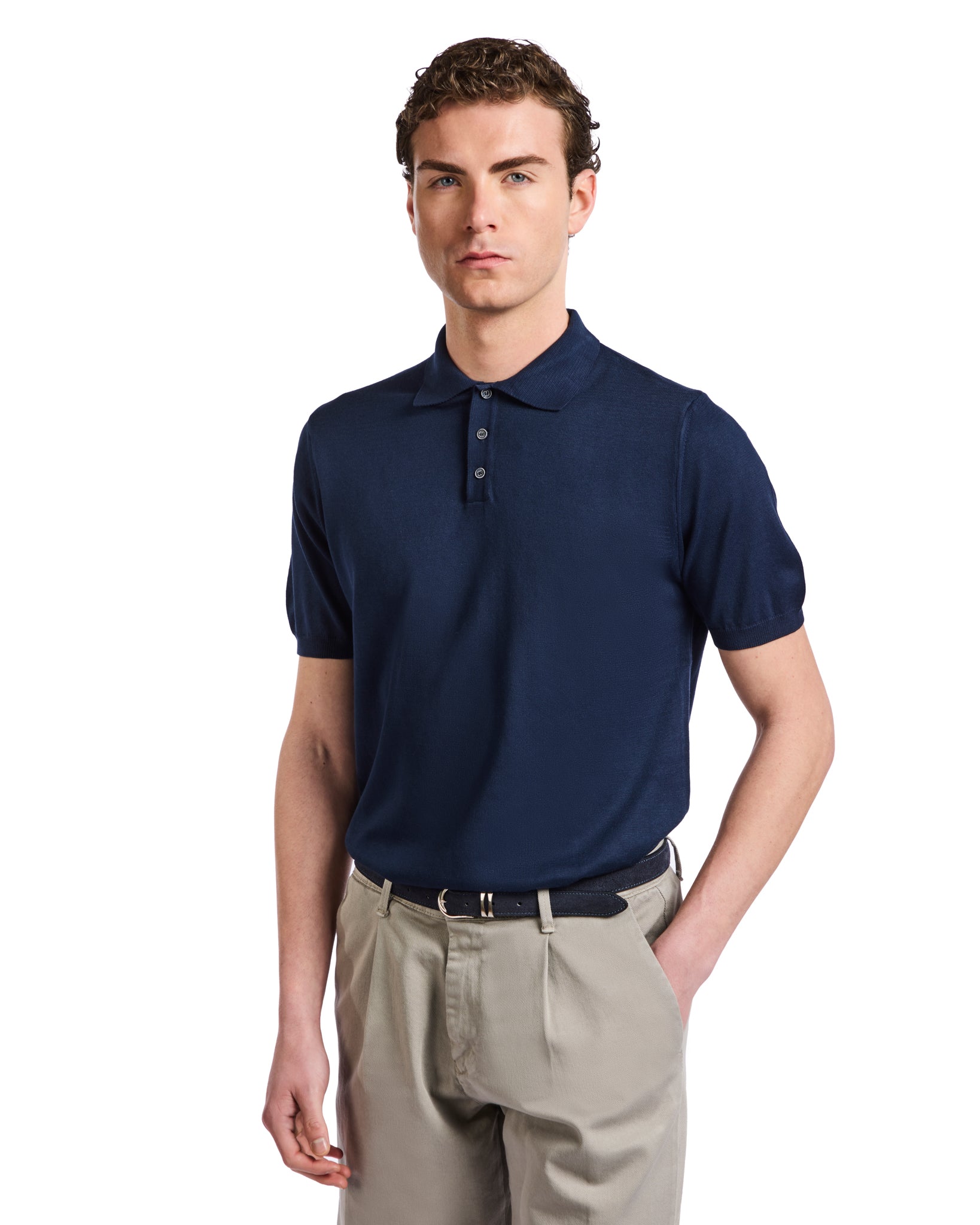 Roger Polo in blue knit