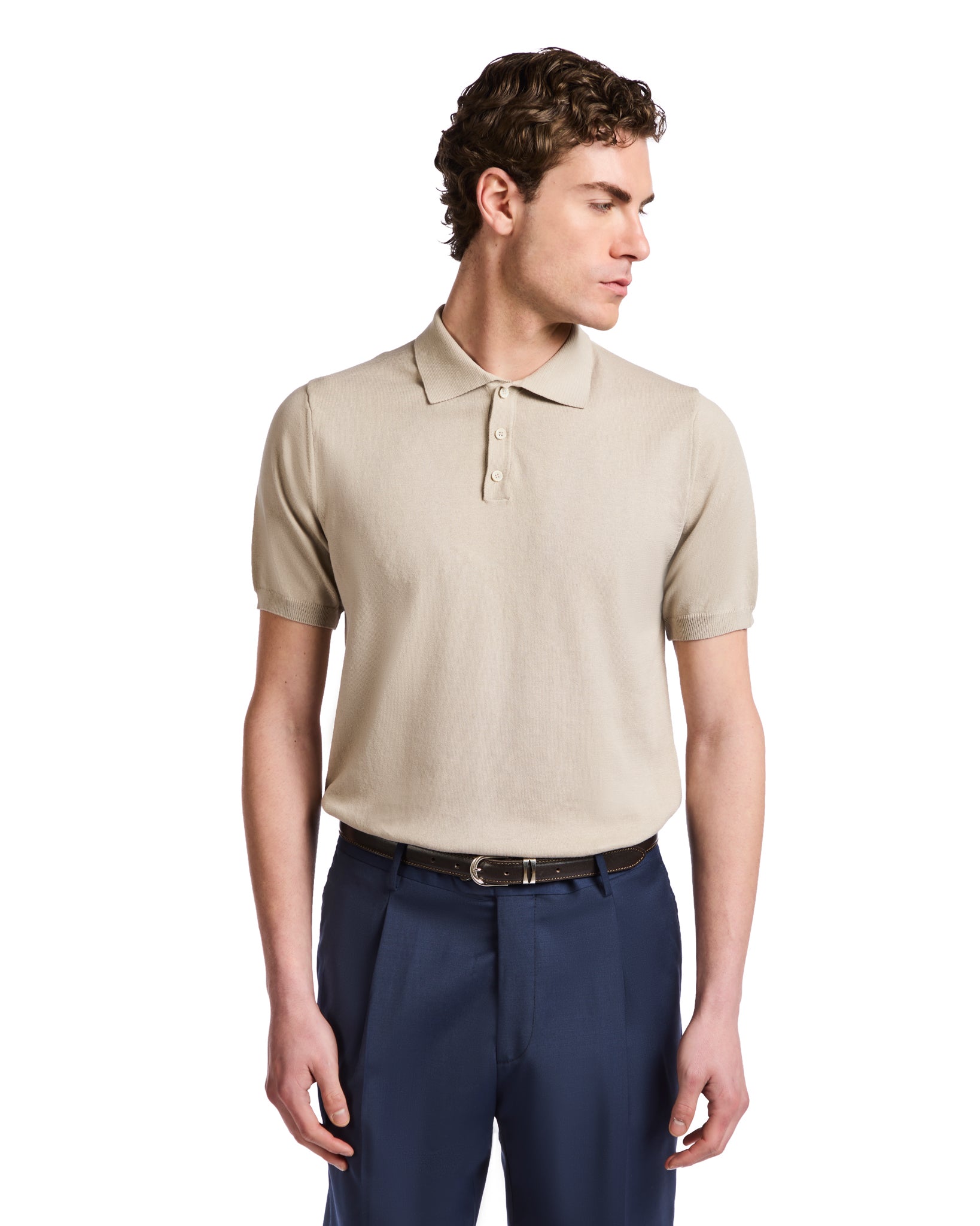 Polo Roger in maglia beige