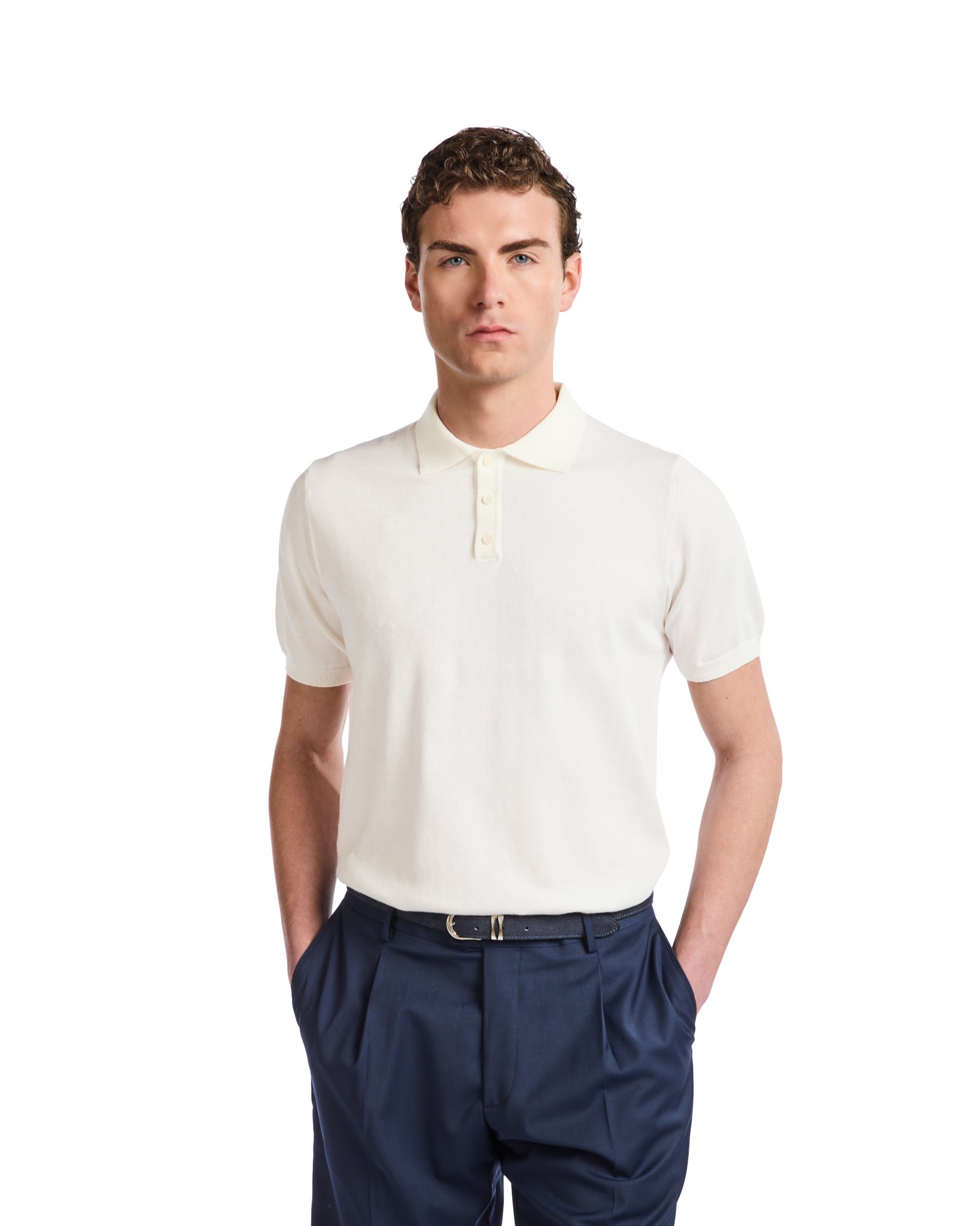 Roger polo shirt in cream knit