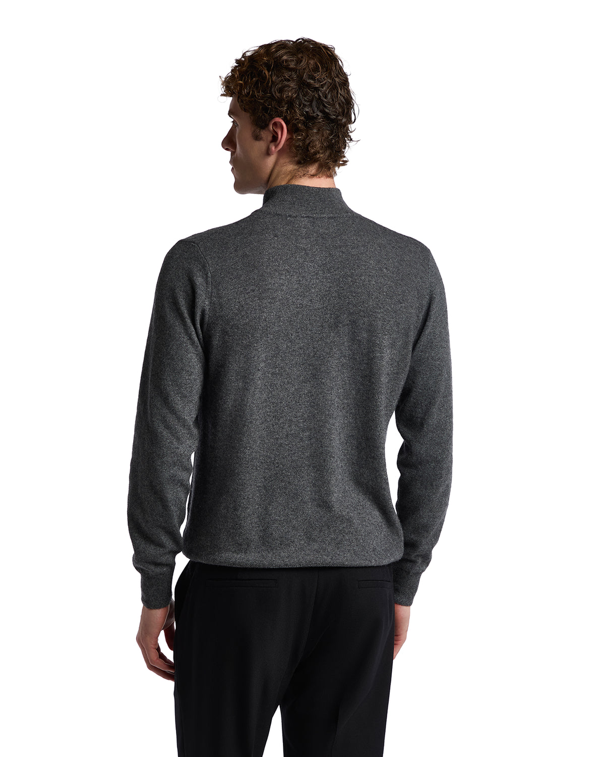 Jersey de cuello alto con cremallera Rory de mezcla de cachemir antracita