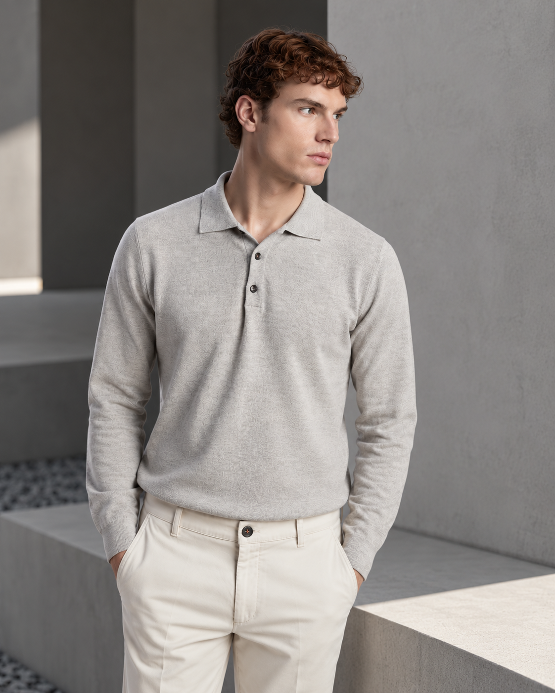 Polo Rovigo en laine Tollegno grise