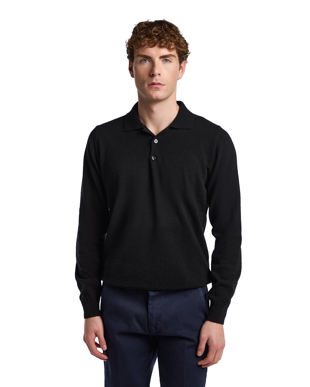 Tiger Polo in black cashmere blend