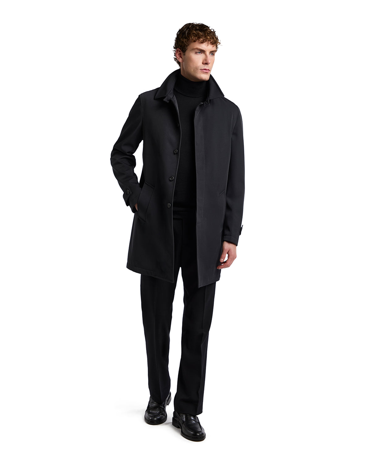 Tyler Technical Quilted Trench Coat in Black
