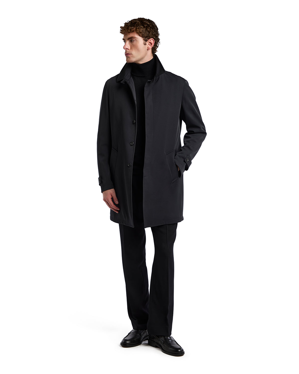 Tyler Technical Quilted Trench Coat in Black