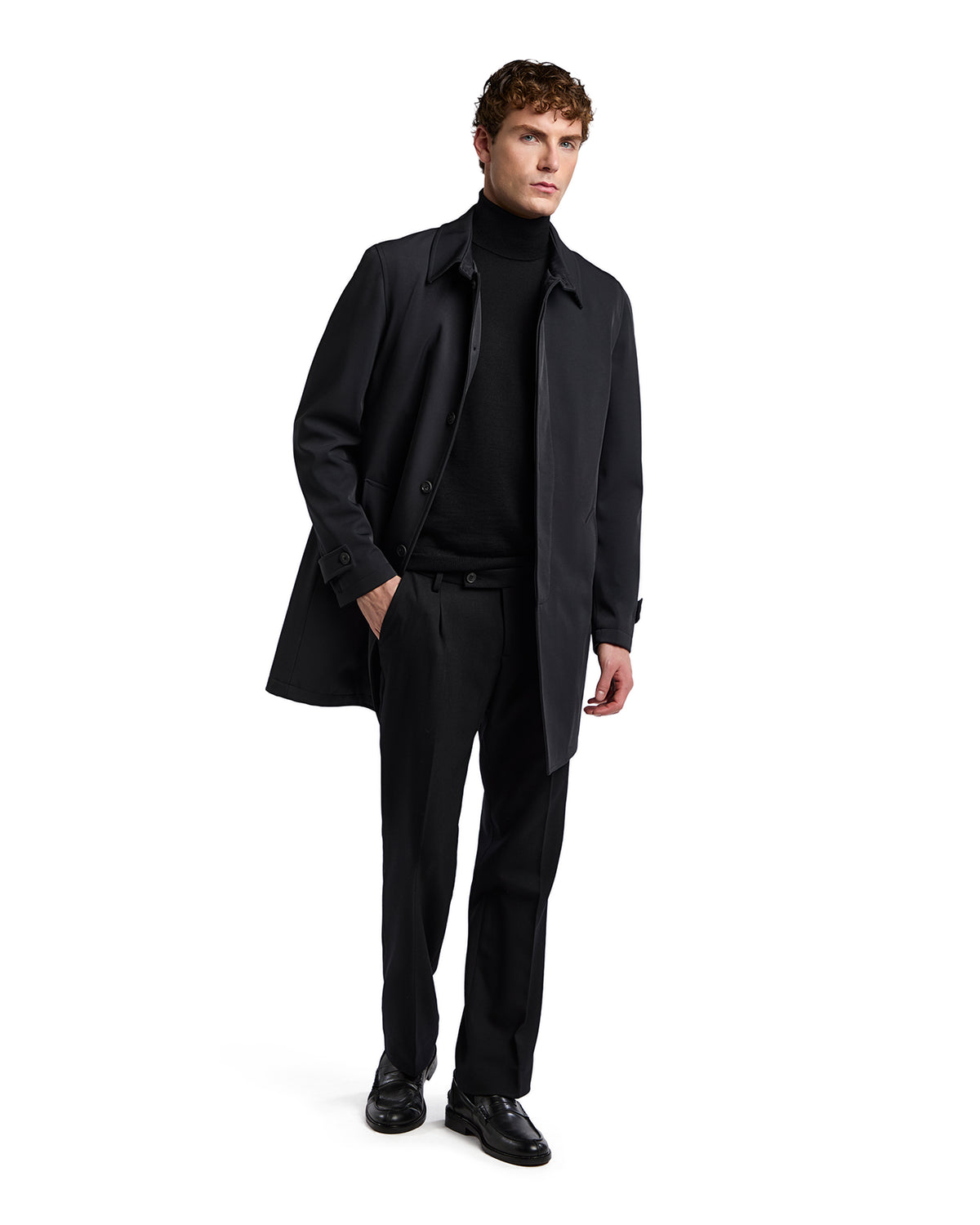 Tyler Technical Quilted Trench Coat in Black