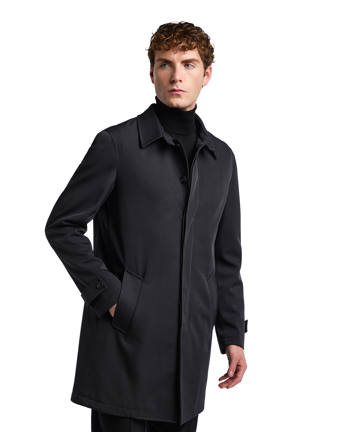 Tyler Technical Quilted Trench Coat in Black