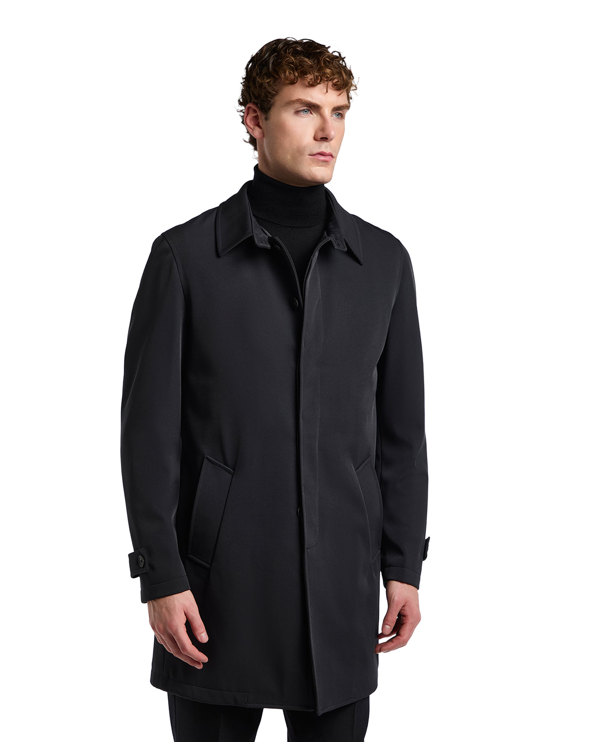 Tyler Technical Quilted Trench Coat in Black