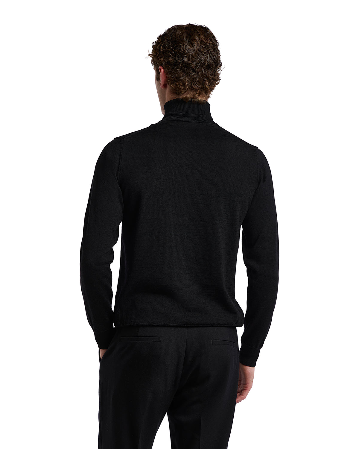 Jersey de cuello alto de lana Tollegno negro de Vietri