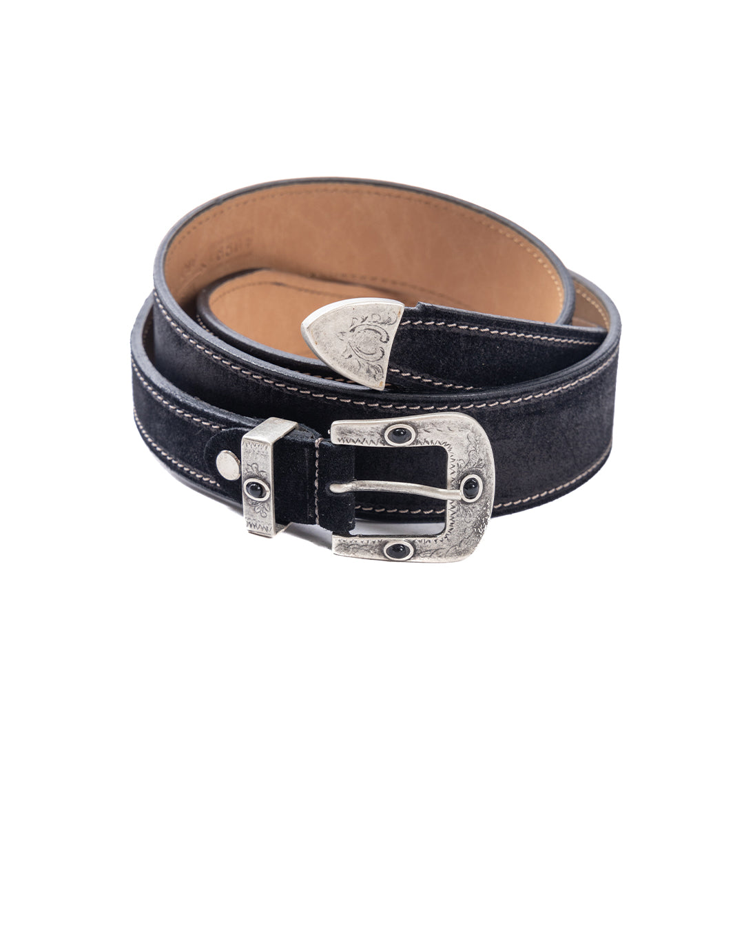 Quirico - black suede jewel belt