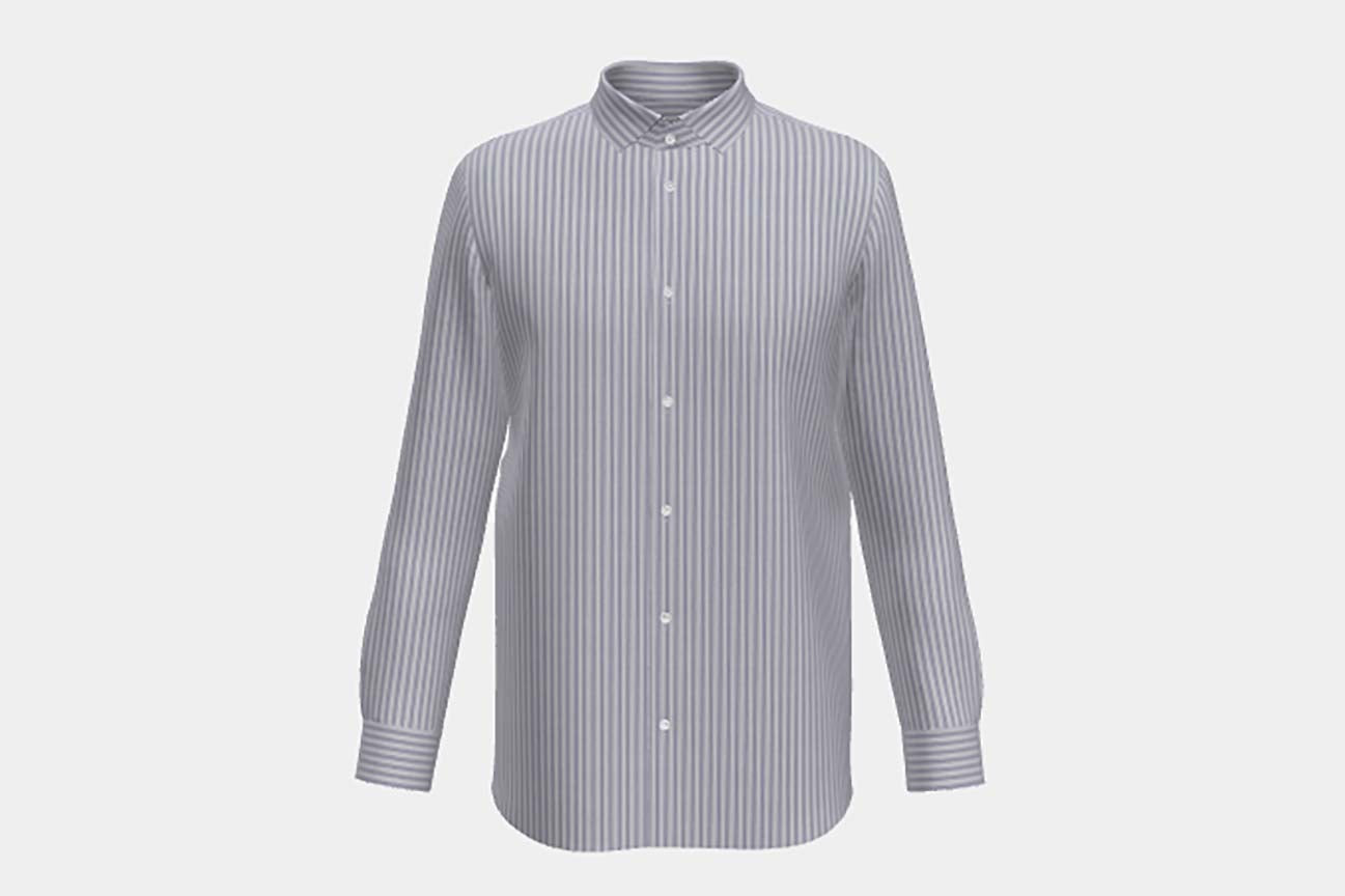 Chemise ajustée en coton à rayures bleues