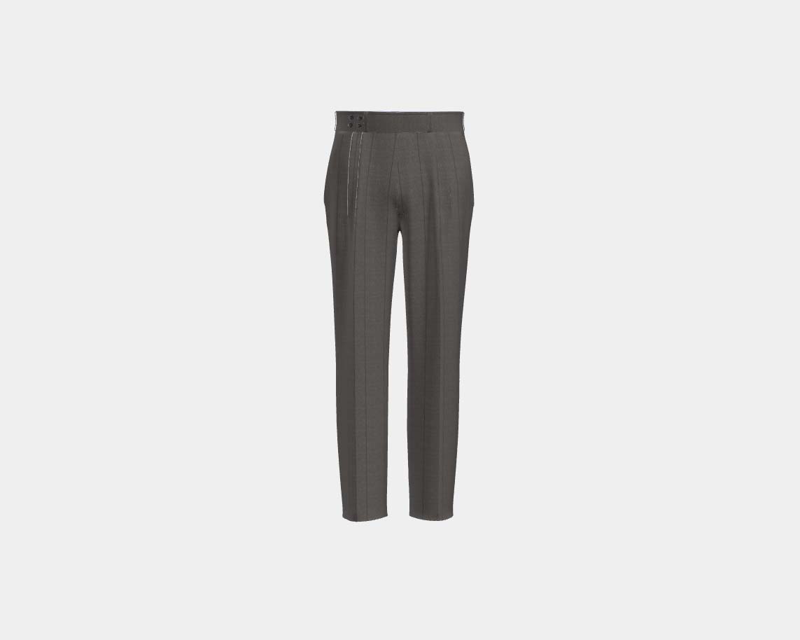Pantalone con fascia su misura lana 130s gessato marrone Caccioppoli