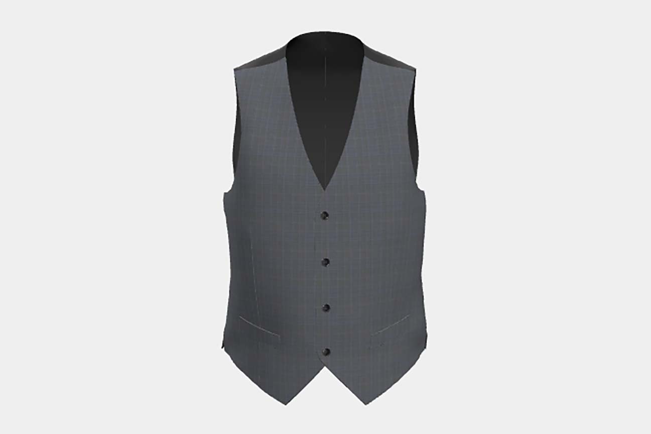Gilet en laine Prince de Galles des années 130 sur mesure en gris Caccioppoli