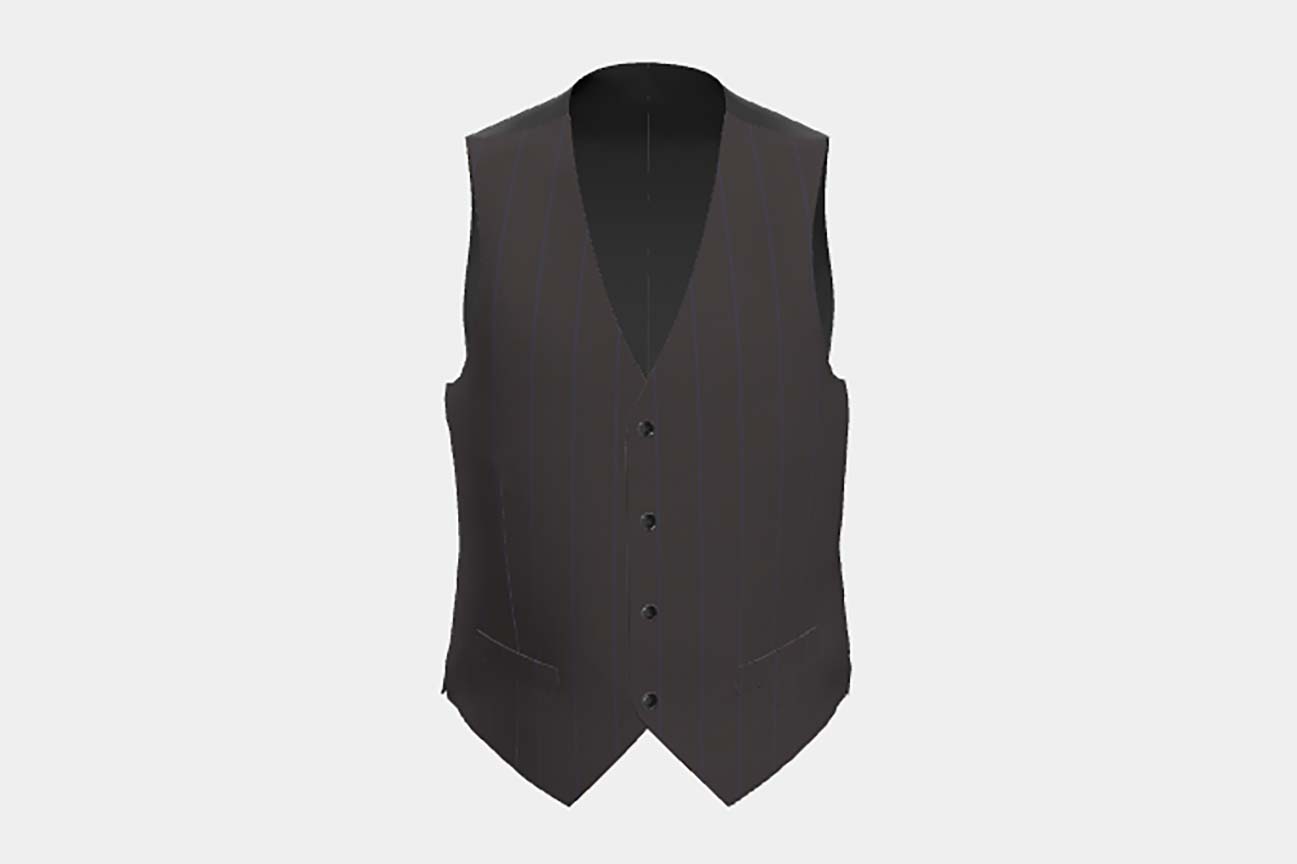 Gilet tailleur en laine marron à fines rayures des années 130 Caccioppoli