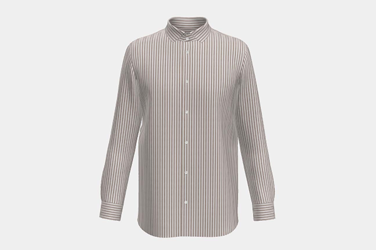 Chemise ajustée en lin et coton marron