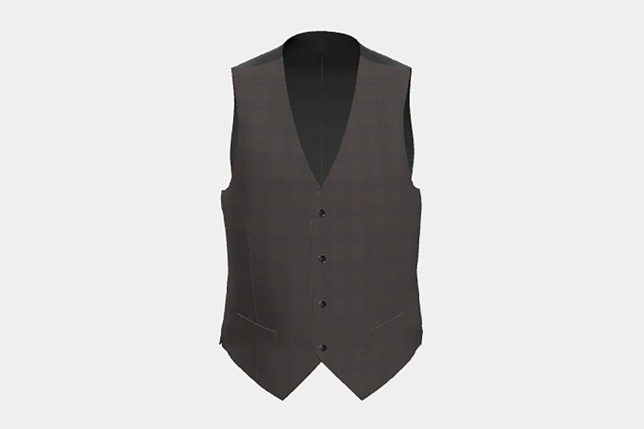 Gilet en laine des années 130 sur mesure avec fenêtre marron Caccioppoli