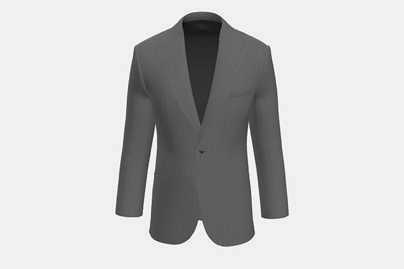 Gray pinstriped 130s wool tailored jacket Caccioppoli