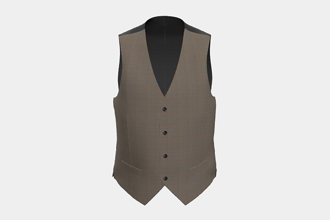 Gilet tailleur en laine beige Prince de Galles années 130 Caccioppoli