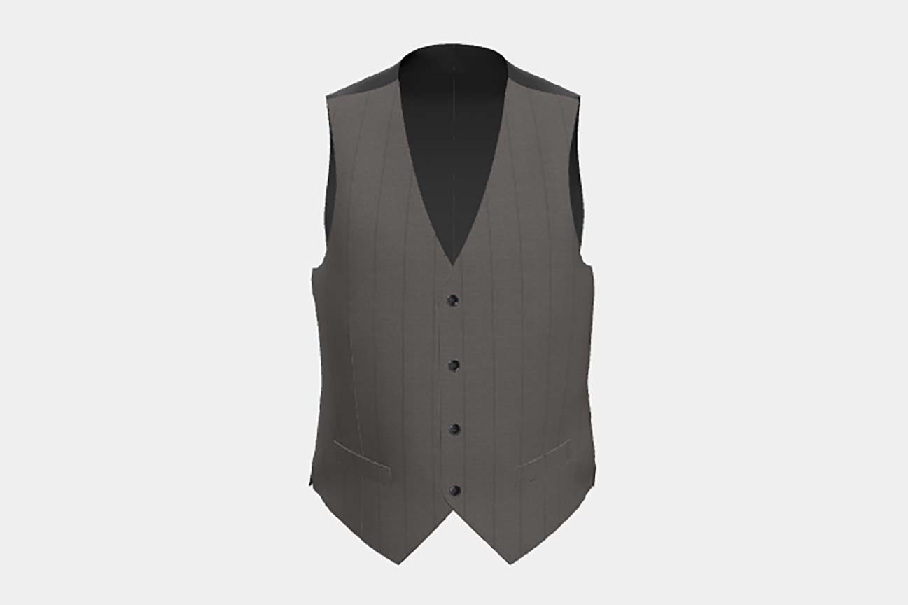 Gilet tailleur en laine marron à fines rayures des années 130 Caccioppoli