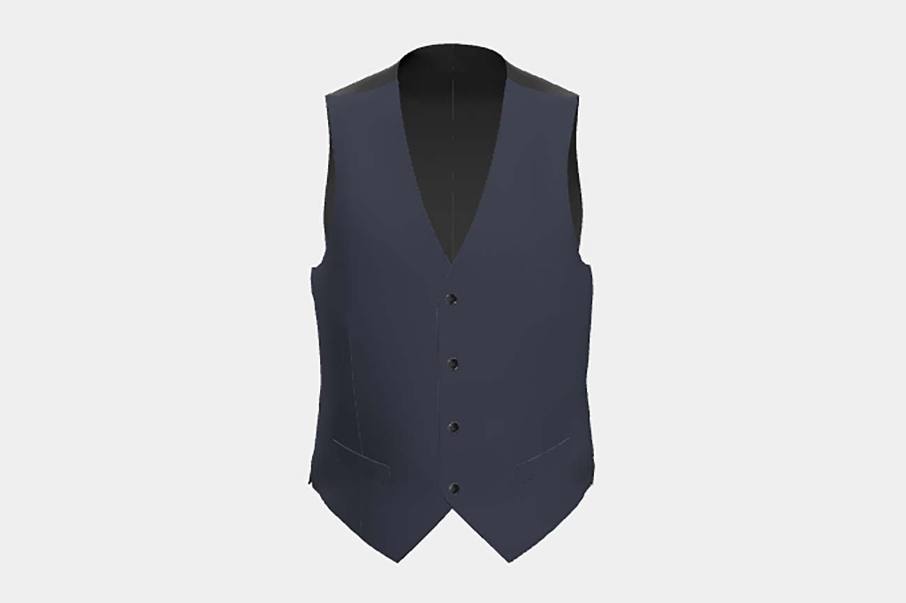 Gilet en laine et soie bleu années 150 sur mesure Caccioppoli