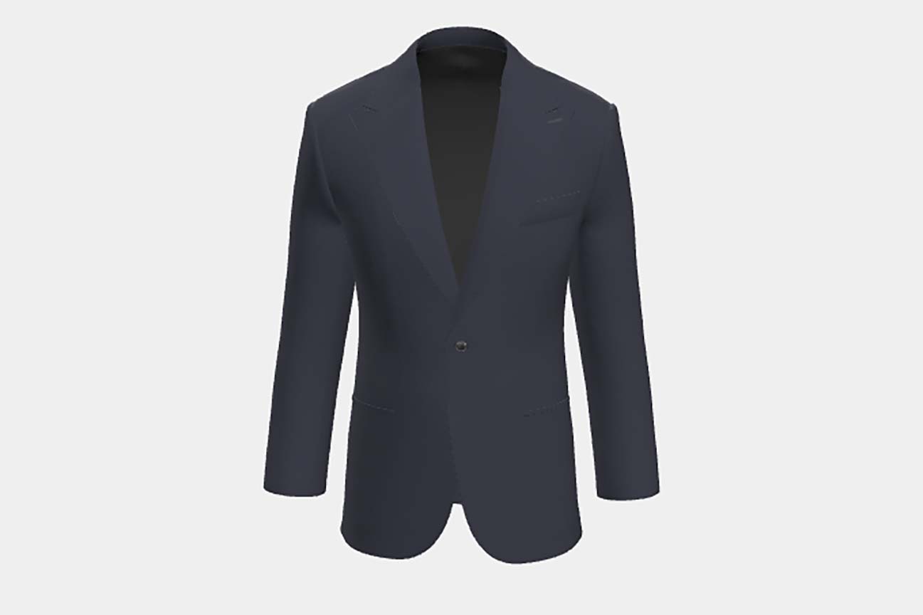 Giacca su misura lana 130s finestrato blu Caccioppoli