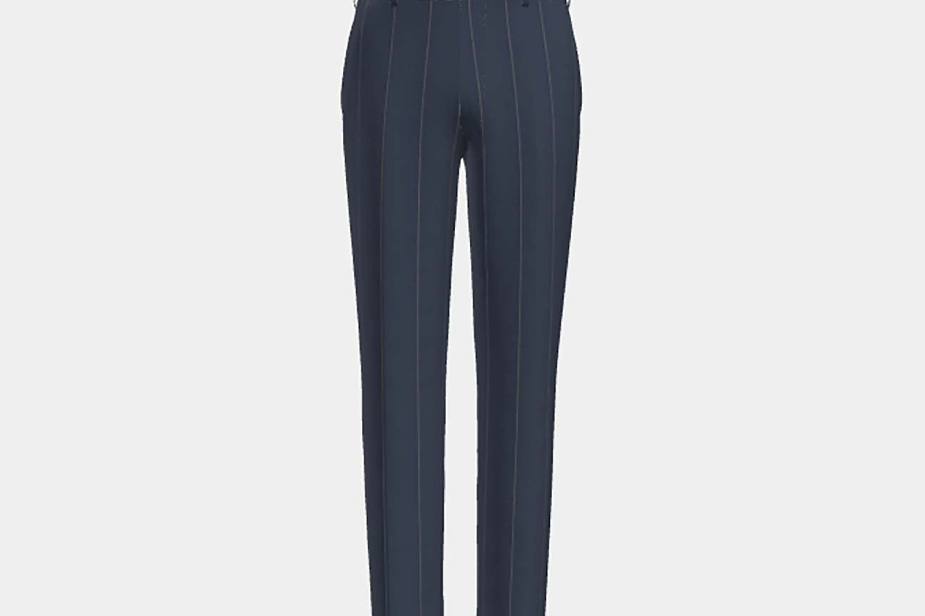 Pantalone su misura lana 130s gessato blu Caccioppoli