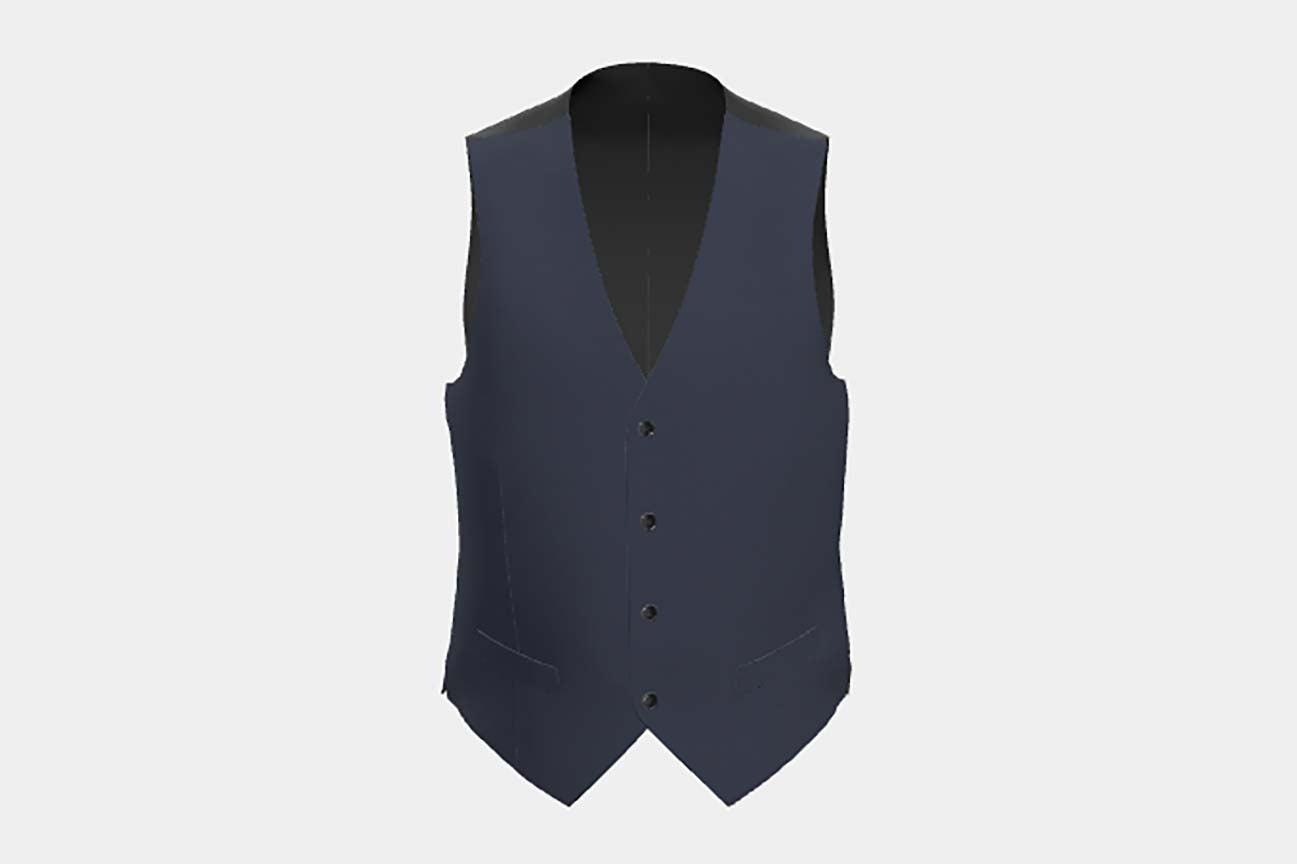 Gilet sur mesure en laine des années 130 à fines rayures bleues Caccioppoli