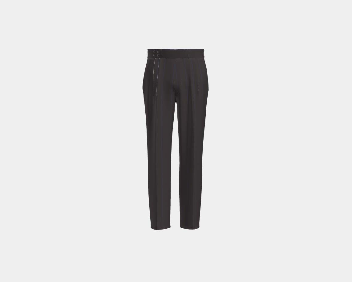 Pantalone con fascia su misura lana 130s gessato marrone Caccioppoli