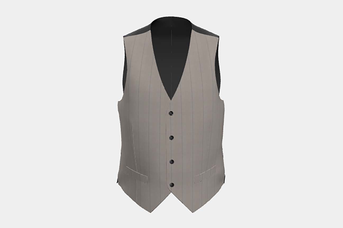 Gilet tailleur en laine beige à fines rayures années 130 Caccioppoli