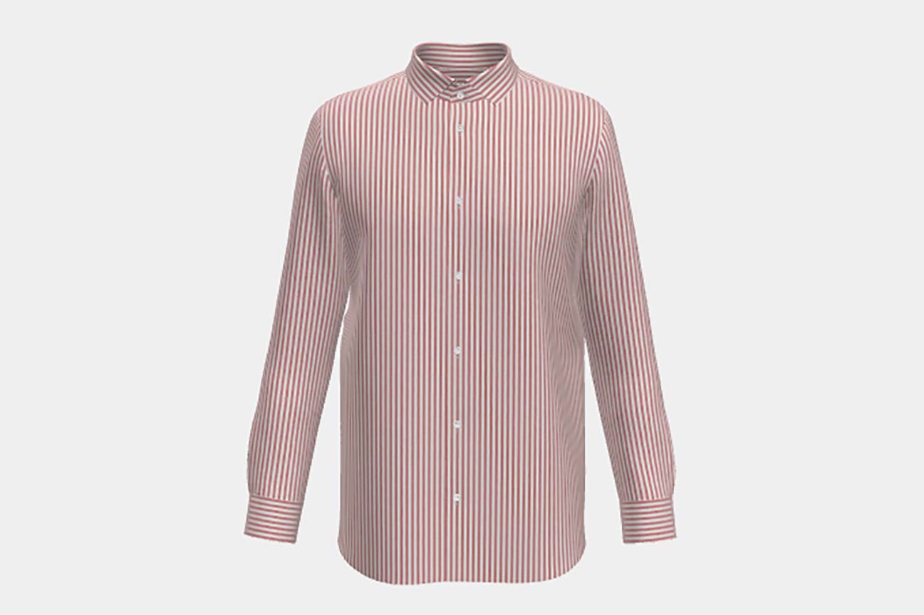 Chemise ajustée en lin et coton rouge