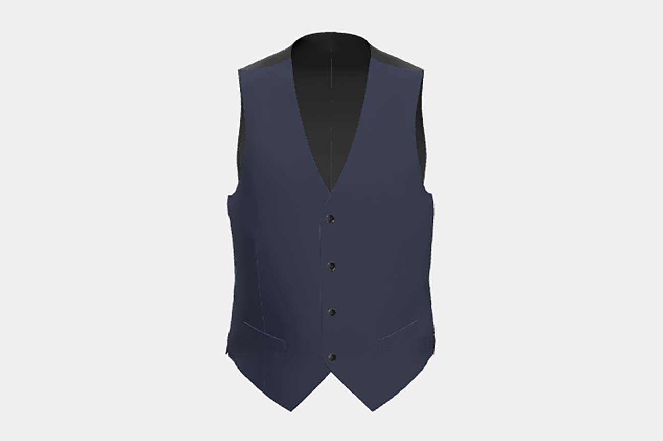 Gilet en laine et soie bleu années 150 sur mesure Caccioppoli
