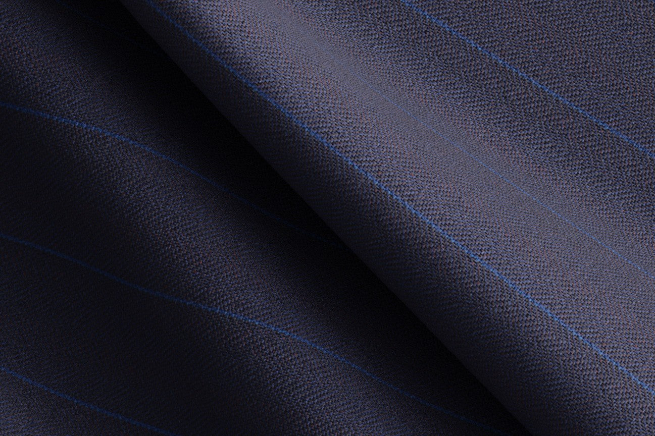 Pantalone con fascia su misura lana e seta 150s blu Caccioppoli