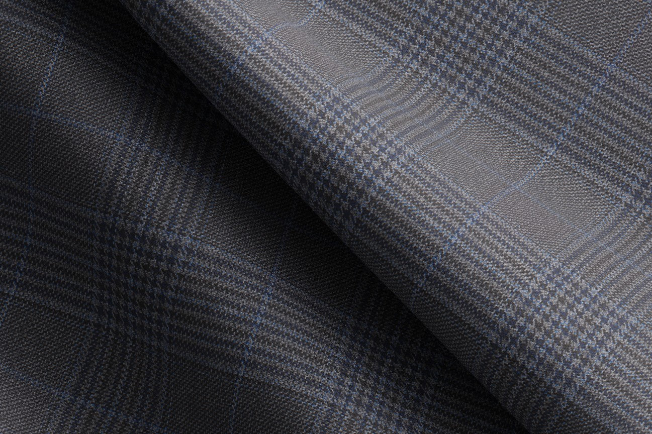 Gilet en laine Prince de Galles des années 130 sur mesure en gris Caccioppoli
